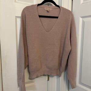 Philosophy Womens‎ V-Neck Sweater Ribbed Pink Pullover XL RN 93178